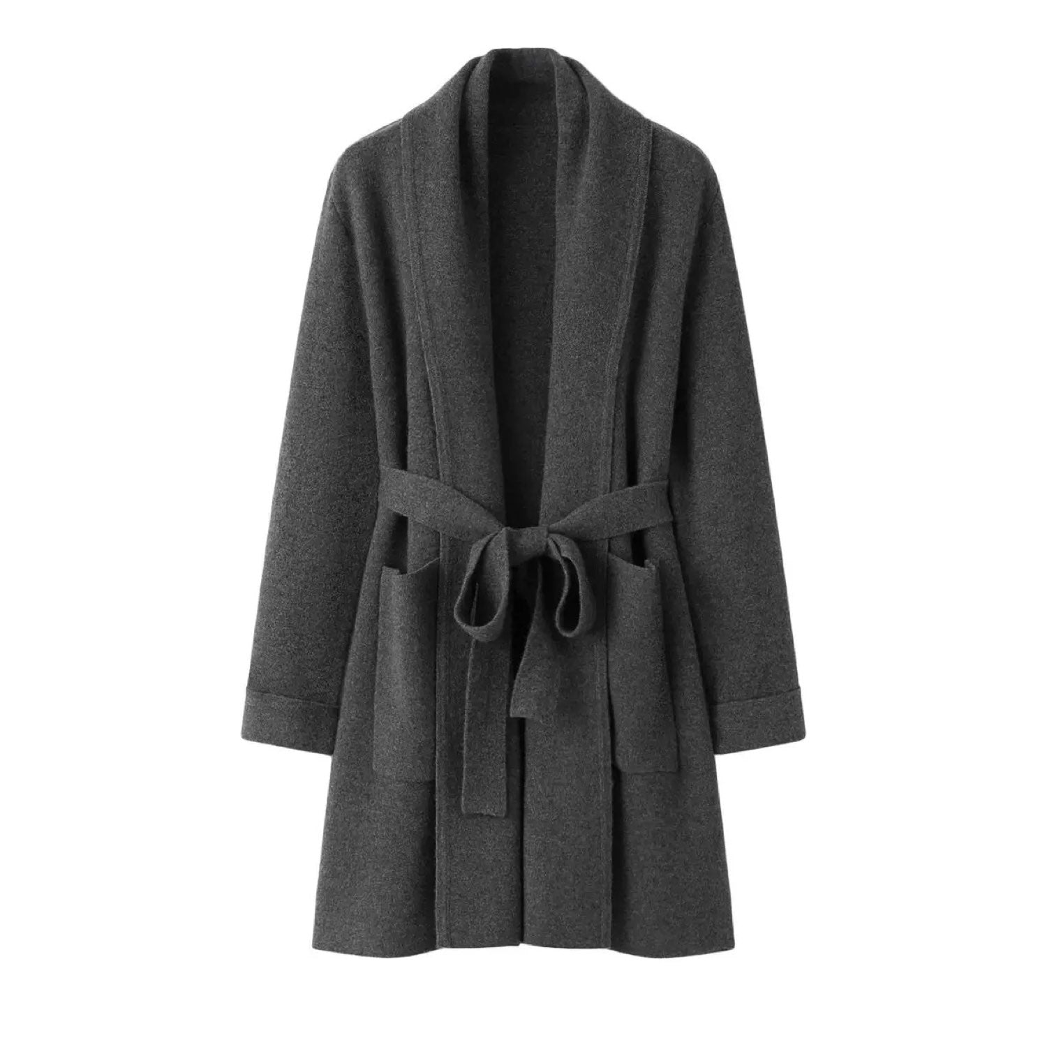 Cashmere Jacket Shawl Thickened Cardigan Sweater Coat Dark Grey