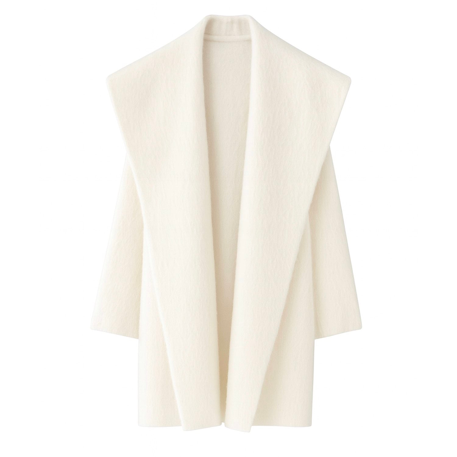 Galaxy Whisper Suri Alpaca Hooded Coat Cape Winter Soft Wool White
