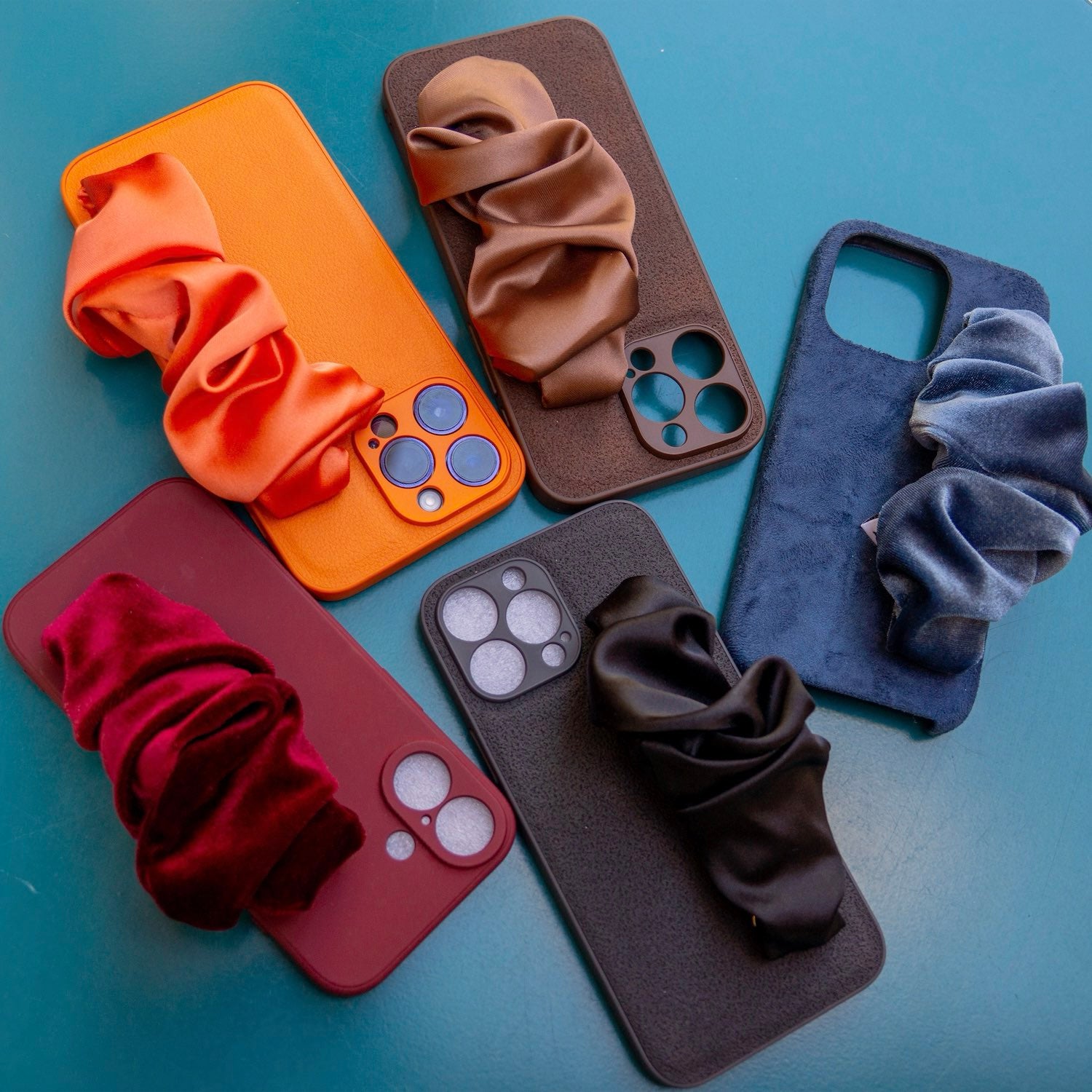 Orange  Phone Case With Silky Hand Holder