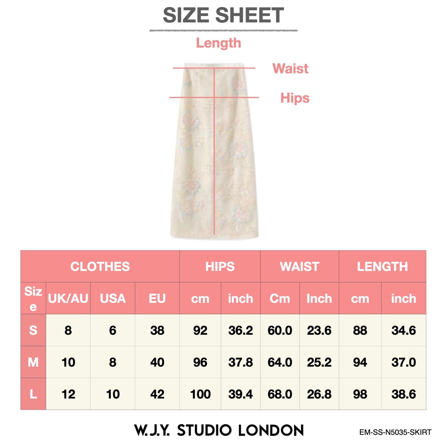 Embroidery Cream Pink Wedding Skirt