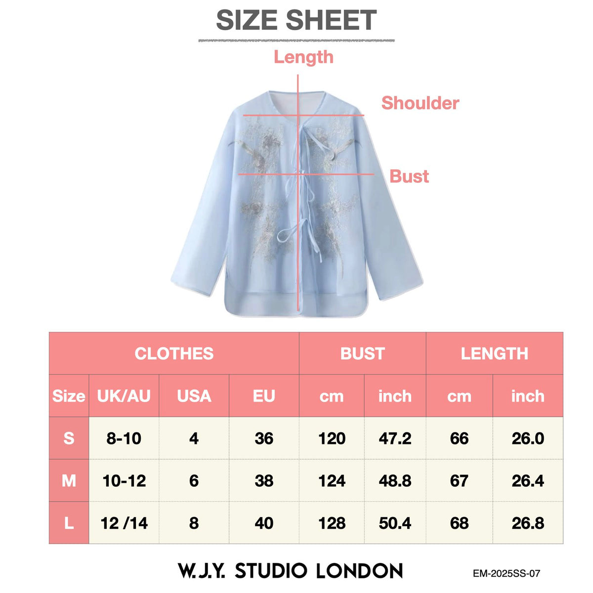 Embroidered Light Blue Solid Tie Floral Cardigan