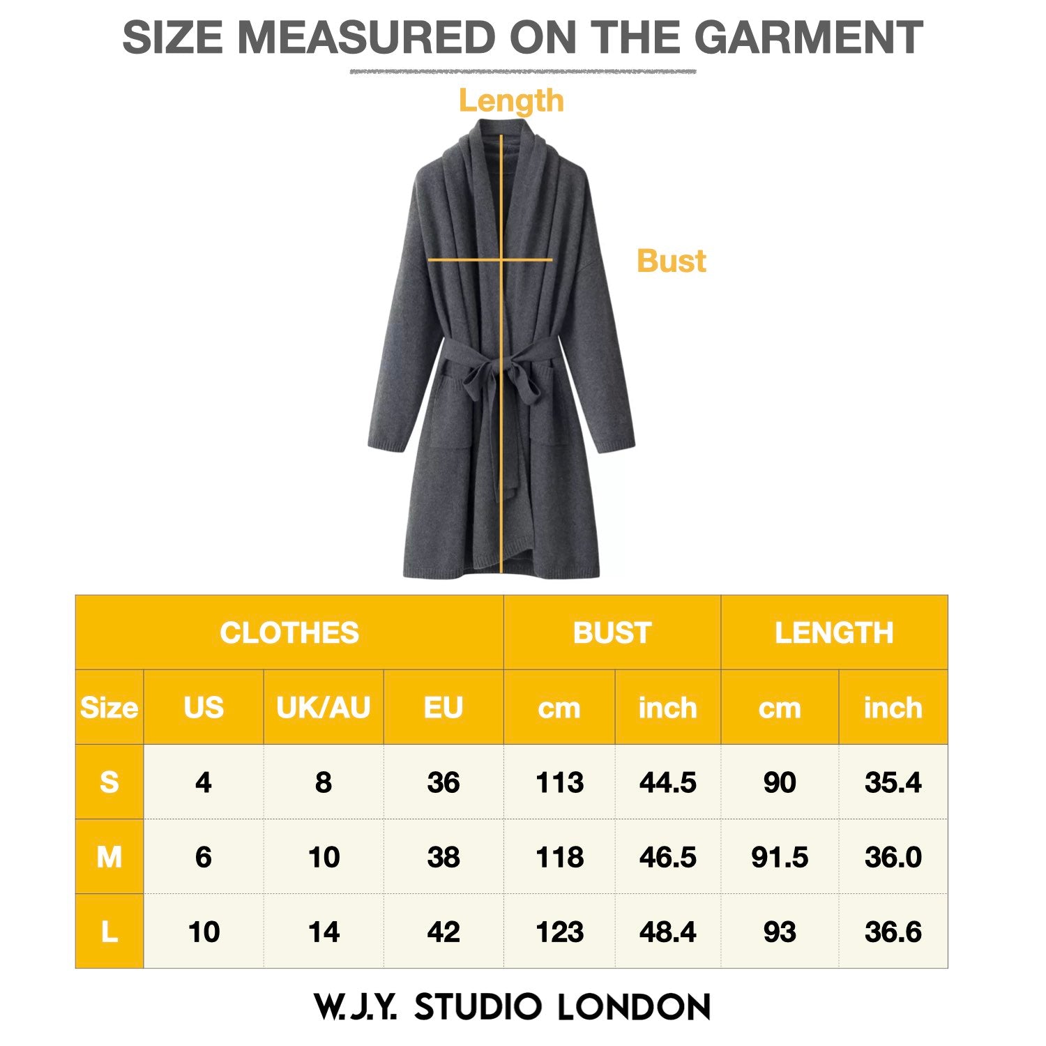 Cashmere Jacket Shawl Thickened Cardigan Sweater Coat Dark Grey