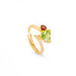 Natural Gemstones Peridot Garnet Heart Adjustable Ring