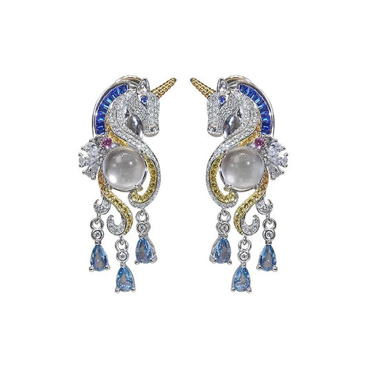 Unicorn Jadeite Colored Diamond Earrings