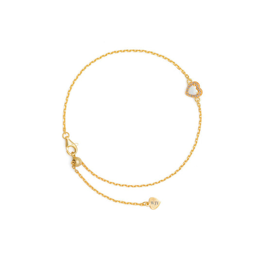 Birthstone White Opal Love Heart Adjustable Bracelet Anklet