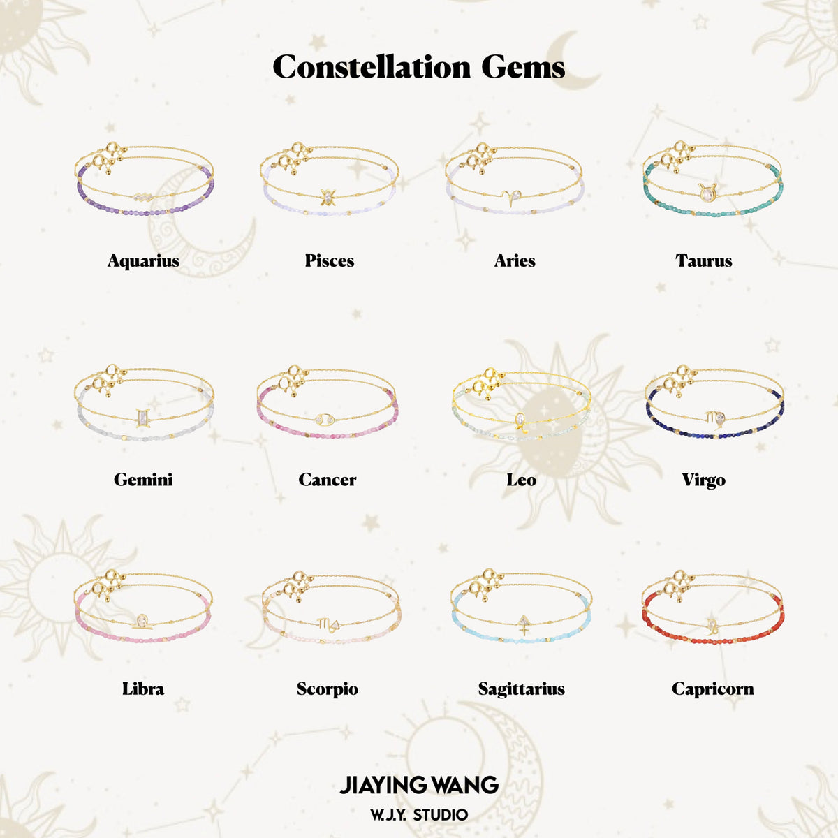 Constellation Pisces Zodiac Bracelet – Natural Crystal Adjustable | March Birthstone Jewelry Gift