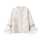 Embroidered Jacket White Stylish Stitching Autumn Winter