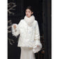 Embroidered Jacket White Stylish Stitching Autumn Winter
