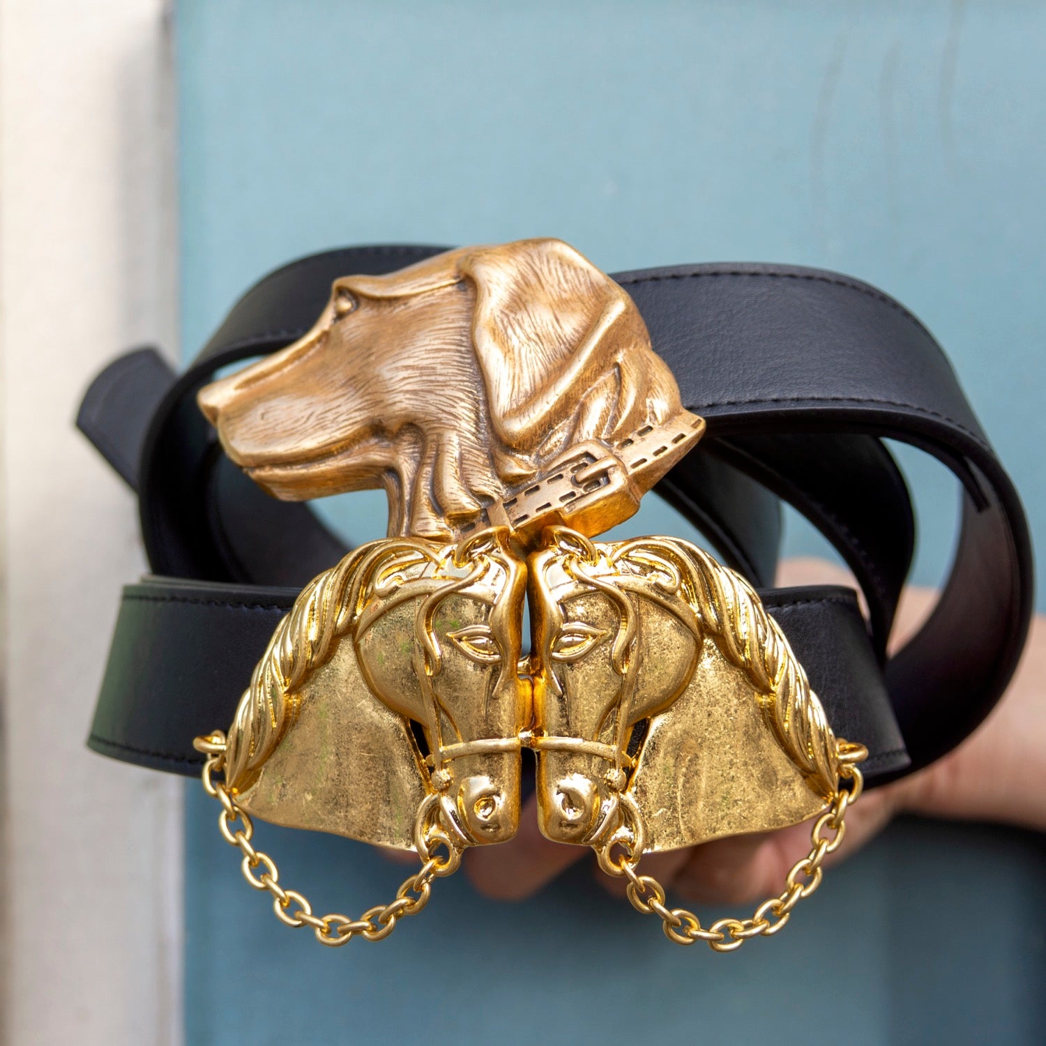 Golden Equestrian Style Dog Belt