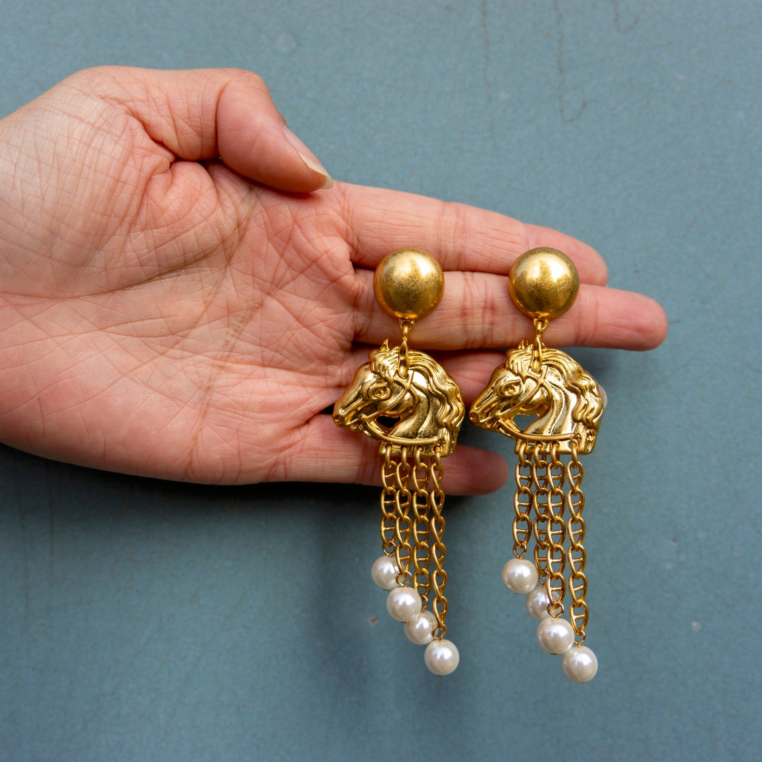 Golden Equestrian Style Horse Earring