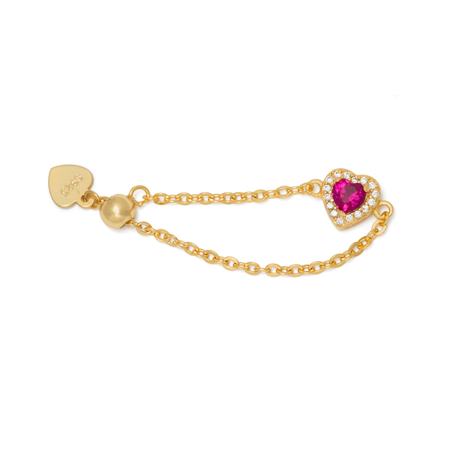Pink Opal Birthstones Love Heart Zipper Gold Ring