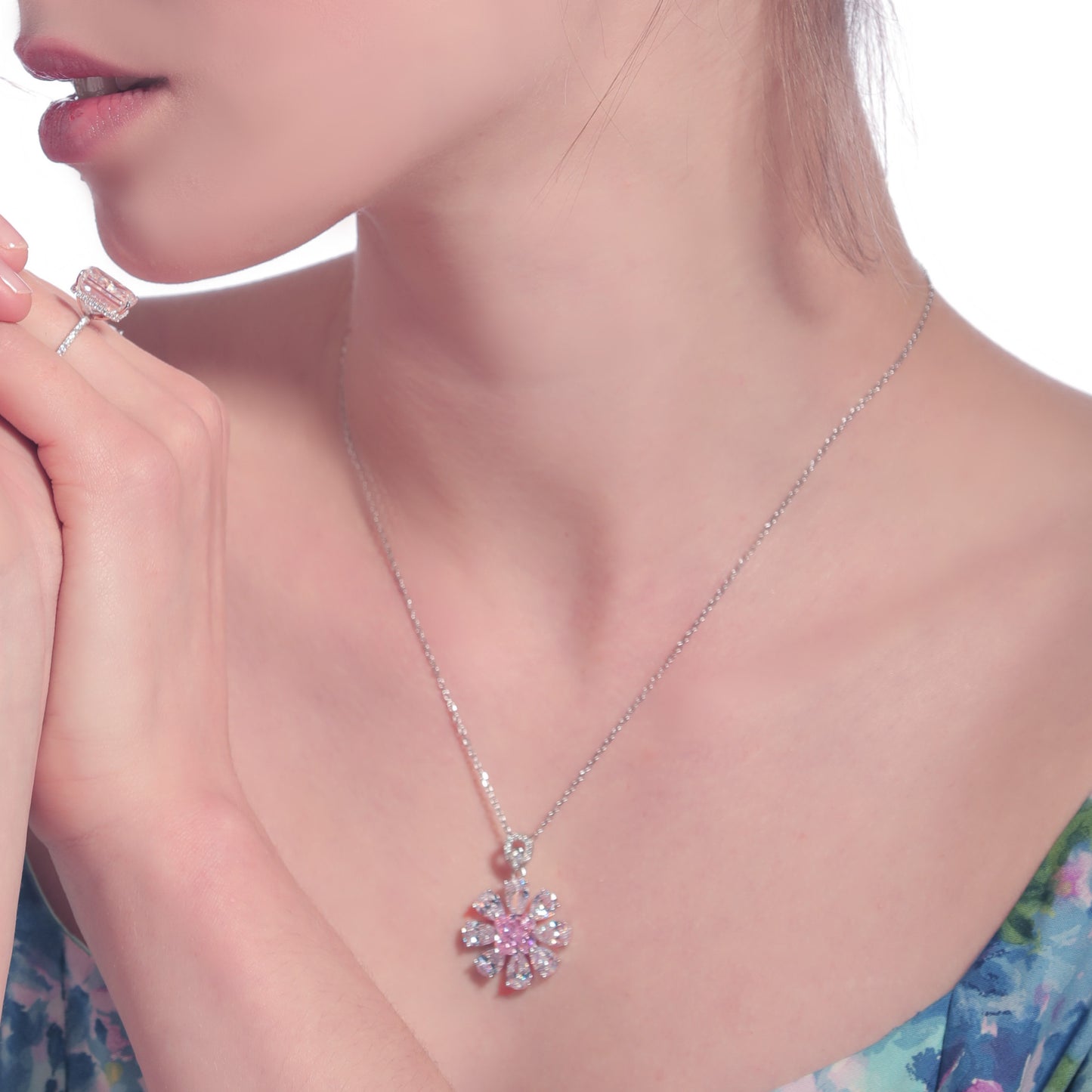 My Darling Brilliant Pink Diamond Sun Necklace