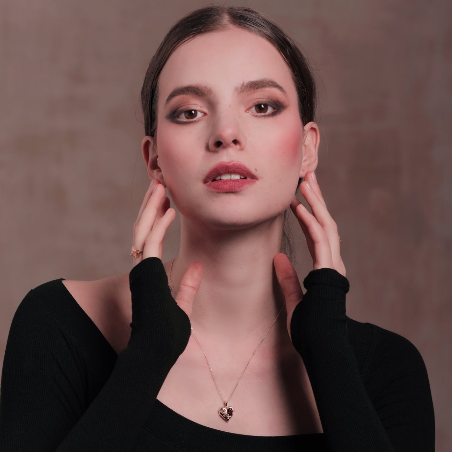 My Darling Garnet Heart Frosted Necklace