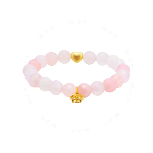 Natural Rose Crystal Love Stars Gold-plated Silver Bracelet