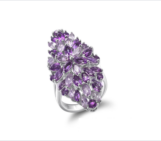 Natural Amethyst Flower Ring