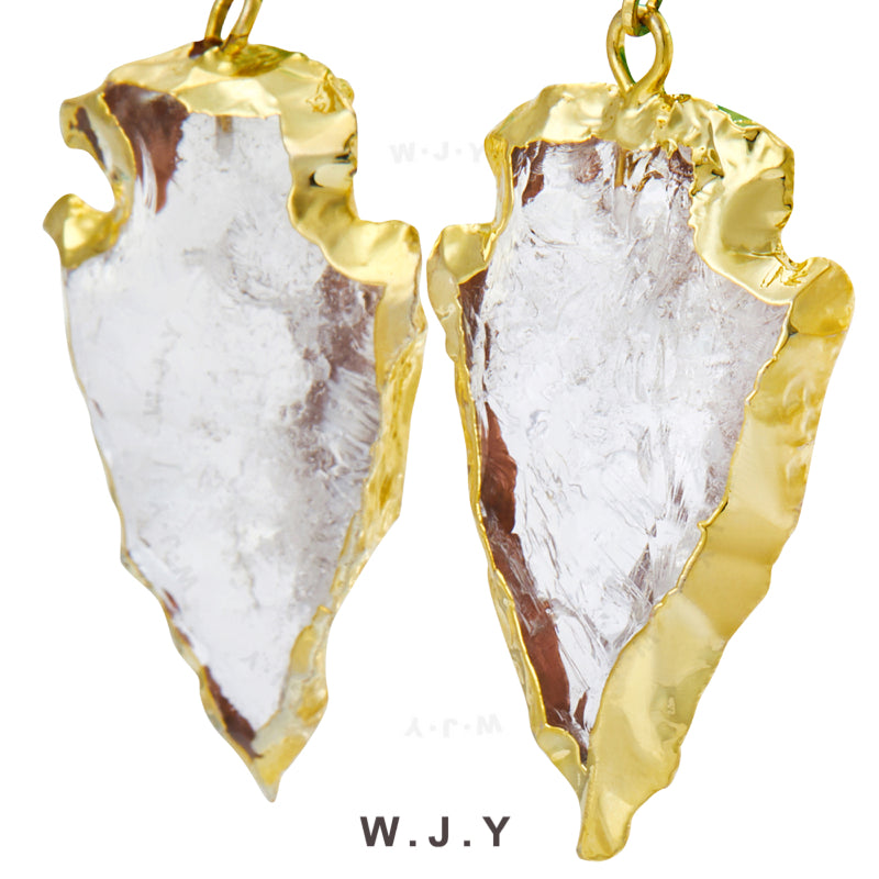 Natural White Crystal Gold-plated Silver Earring
