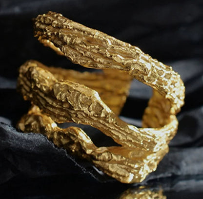 Natural Texture Tree Memory  Triple Layers Ring